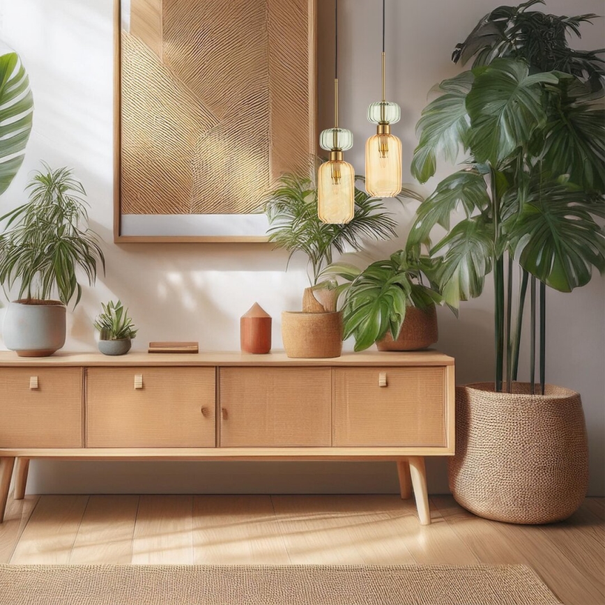 Підвісна люстра MOLLY 1xE14/40W/230V діаметр 12 см золотий/помаранчевий/зелений