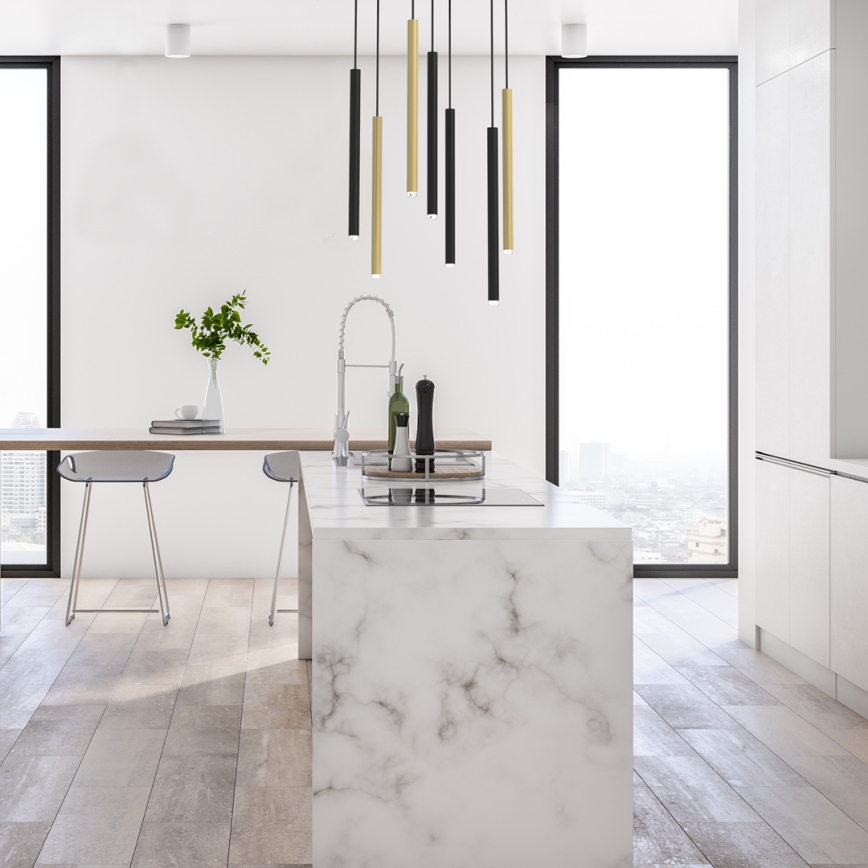 Підвісна люстра MONZA 7xG9/8W/230V чорний/золотий