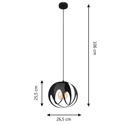 Підвісна люстра MOONLIGHT 1xE27/15W/230V чорний