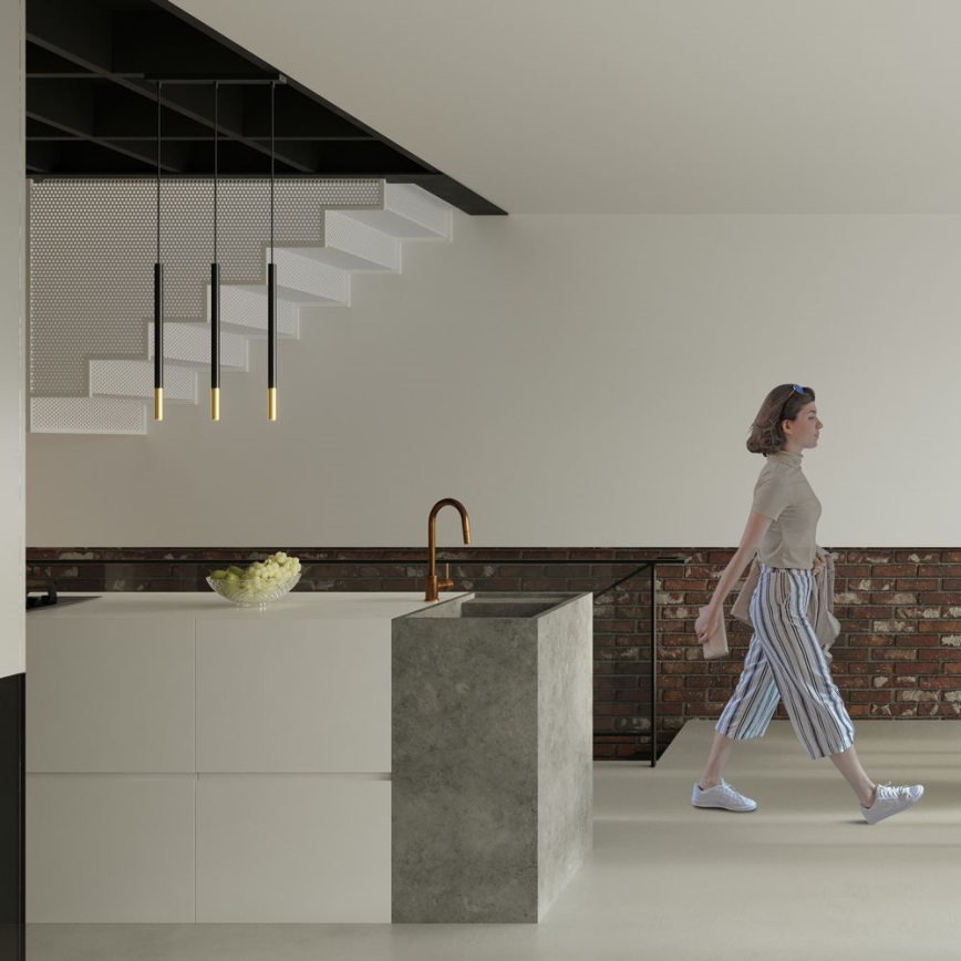 Підвісна люстра MOSAIC 3xG9/12W/230V чорний/золотий