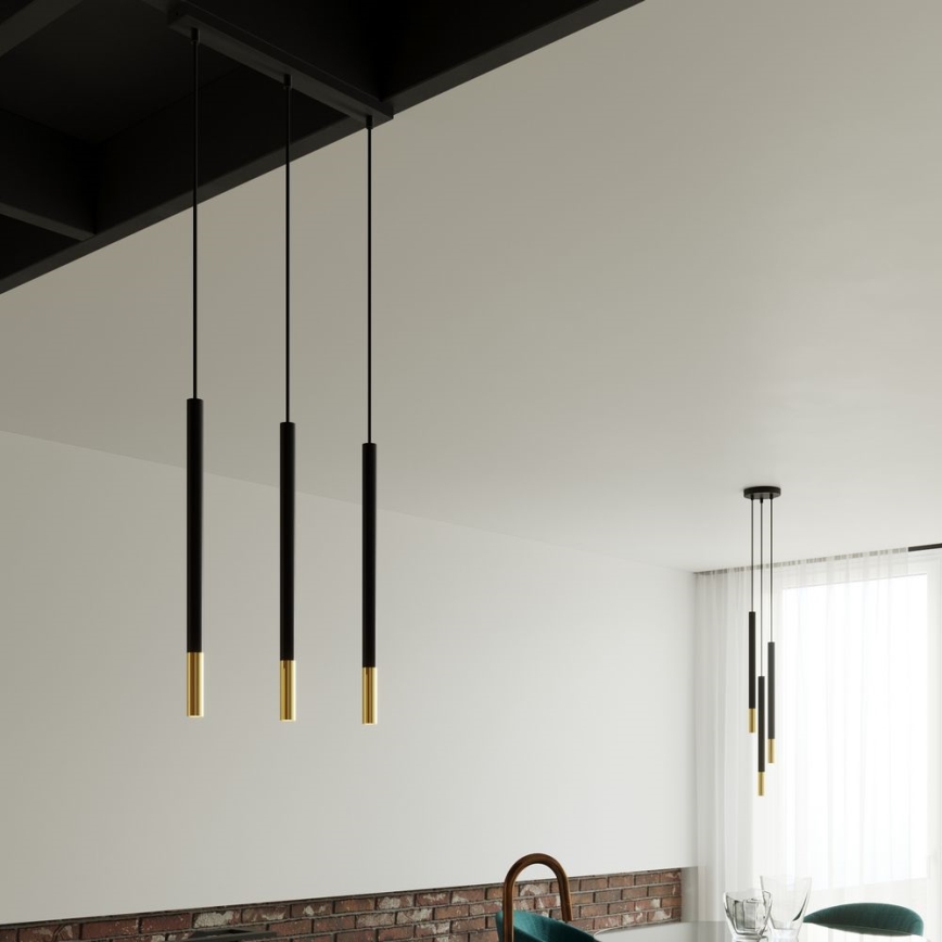 Підвісна люстра MOSAIC 3xG9/12W/230V чорний/золотий