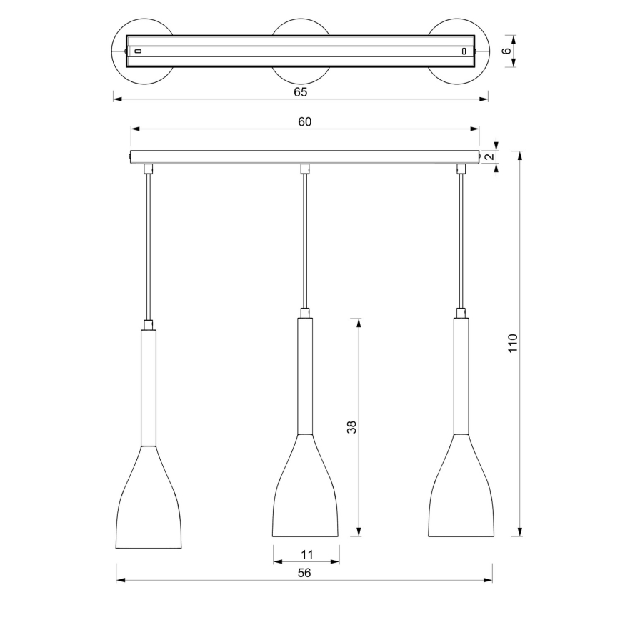 Підвісна люстра MUZA 3xE27/60W/230V
