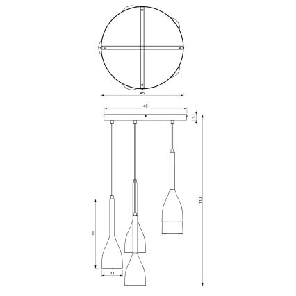 Підвісна люстра MUZA 5xE27/15W/230V чорний/коричневий/мідний/бук