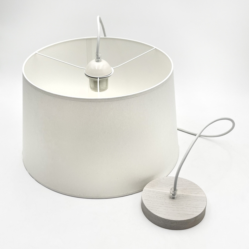 Підвісна люстра на шнурі AIDA 1xE27/60W/230V, діаметр 35 см, дуб/білий