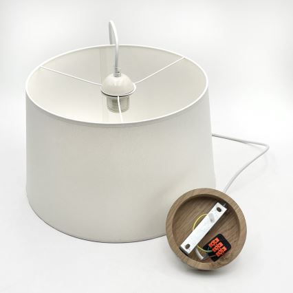 Підвісна люстра на шнурі AIDA 1xE27/60W/230V, діаметр 35 см, дуб/білий