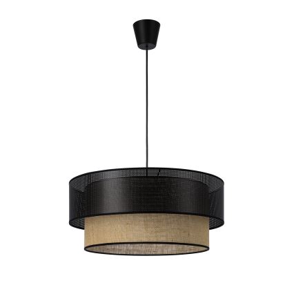 Підвісна люстра на шнурі BORHO 1xE27/60W/230V, діаметр 40 см, чорний/джут