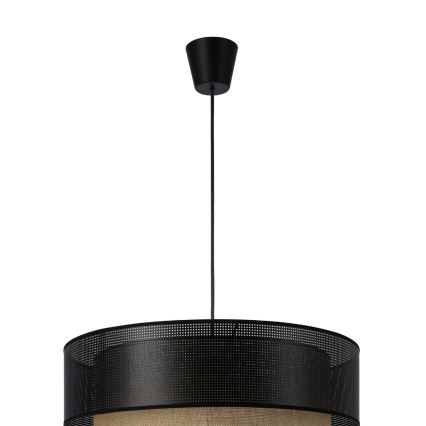 Підвісна люстра на шнурі BORHO 1xE27/60W/230V, діаметр 40 см, чорний/джут