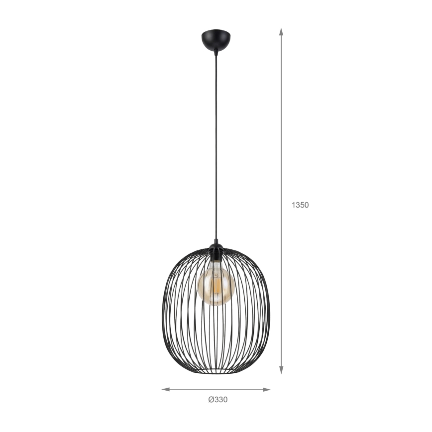 Підвісна люстра на шнурі DESTELLO 1xE27/15W/230V діаметр 32 см чорна