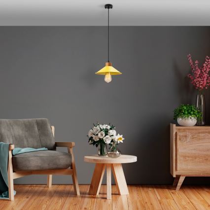 Підвісна люстра на шнурі MANAVGAT 1xE27/40W/230V жовта/коричнева