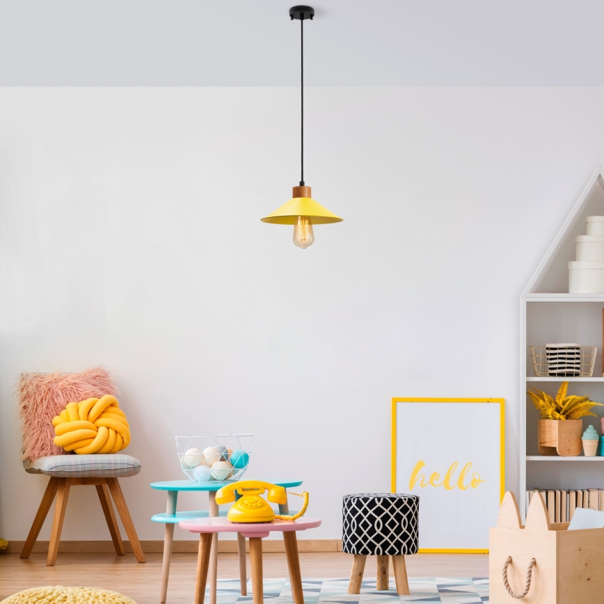 Підвісна люстра на шнурі MANAVGAT 1xE27/40W/230V жовта/коричнева