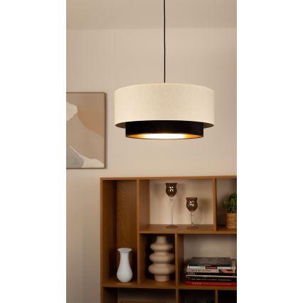 Підвісна люстра на шнурі NATIA 1xE27/60W/230V діам. 45 см біла/чорна