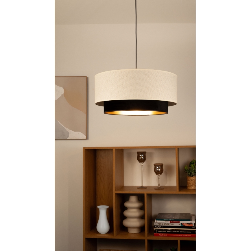 Підвісна люстра на шнурі NATIA 1xE27/60W/230V діам. 45 см біла/чорна