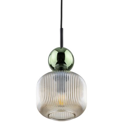 Підвісна люстра на шнурі SOPHIA 1xE14/10W/230V чорна/зелена/димчасто-бежева