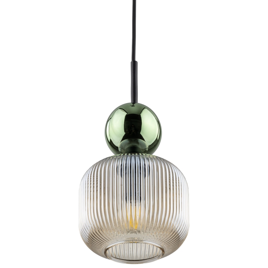 Підвісна люстра на шнурі SOPHIA 1xE14/10W/230V чорна/зелена/димчасто-бежева