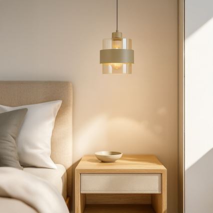 Підвісна люстра на шнурі VALENTINO 1xE27/15W/230V бежева/прозора