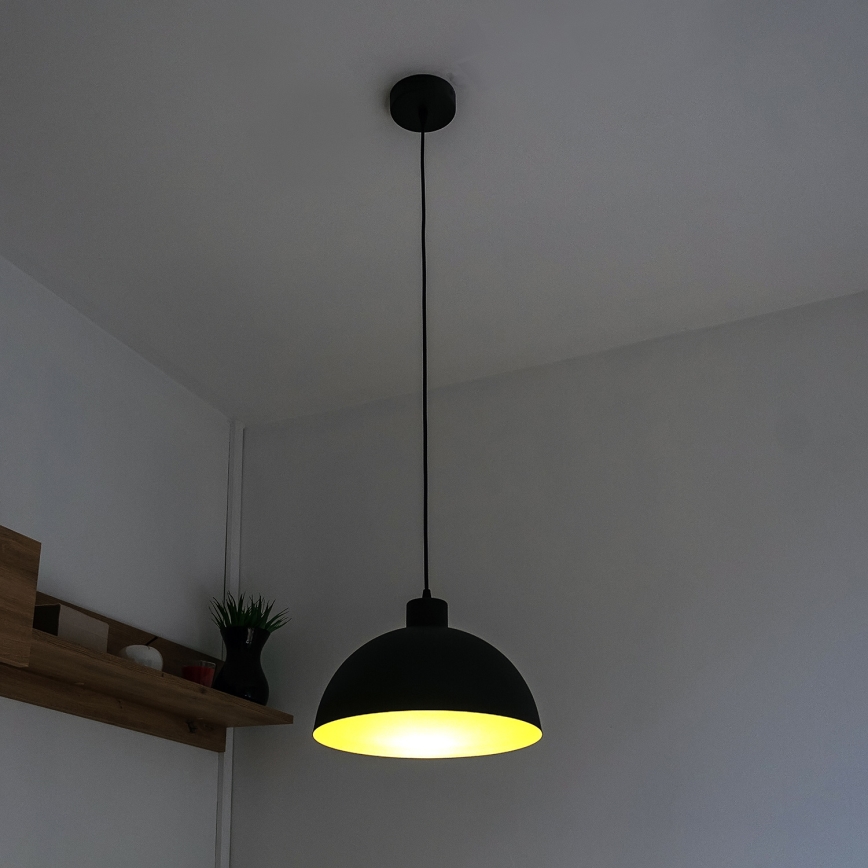 Підвісна люстра на шнурі VESPER, 1xE27/15W/230, діаметр 18 см, чорна/золота