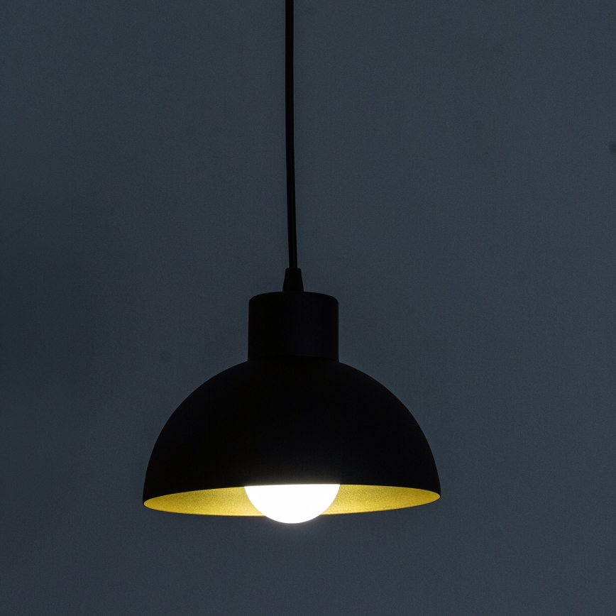 Підвісна люстра на шнурі VESPER, 1xE27/15W/230, діаметр 18 см, чорна/золота