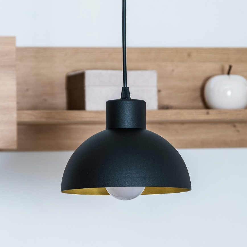 Підвісна люстра на шнурі VESPER, 1xE27/15W/230, діаметр 18 см, чорна/золота