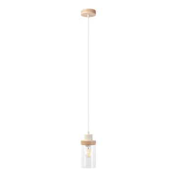 Підвісна люстра на шнурі WOODNEST 1xE27/15W/230V сосна/кремова