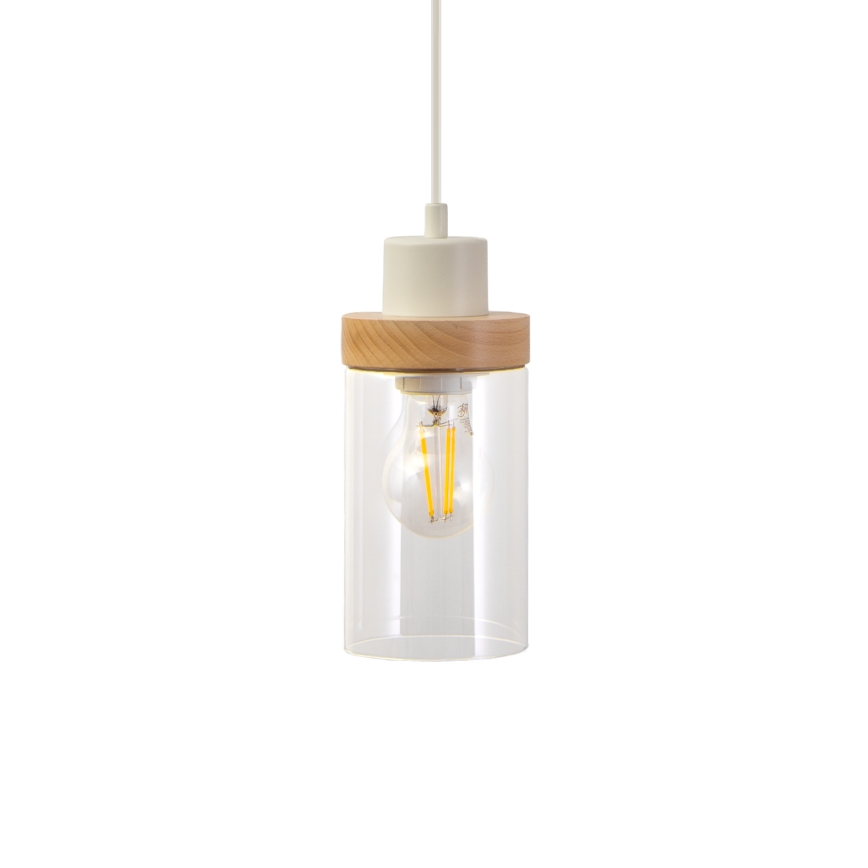 Підвісна люстра на шнурі WOODNEST 1xE27/15W/230V сосна/кремова