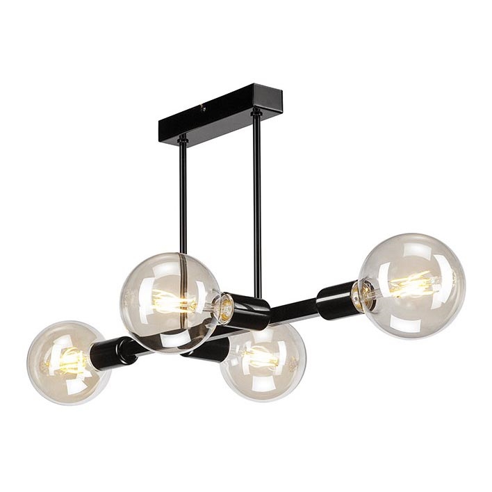 Підвісна люстра на стрижні ASTRID 4xE27/60W/230V чорна
