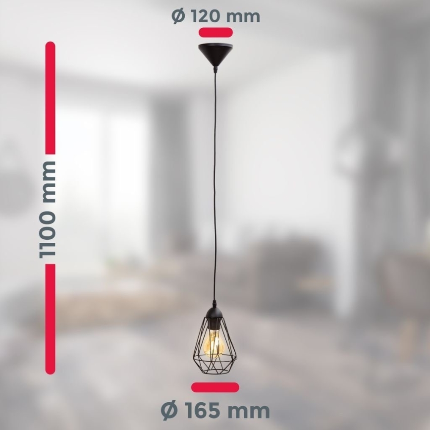 Підвісна люстра на тросі 1xE27/40W/230V чорна