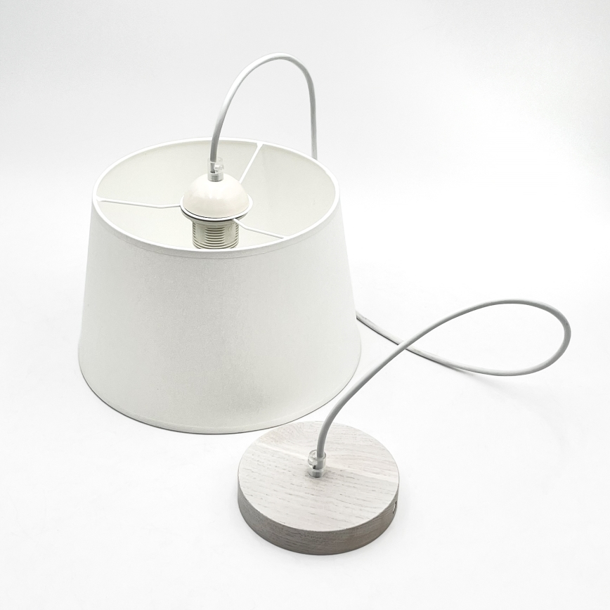 Підвісна люстра на тросі AIDA 1xE27/60W/230V, діаметр 25 см, дуб/білий