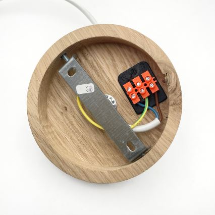 Підвісна люстра на тросі AIDA 1xE27/60W/230V, діаметр 25 см, дуб/білий