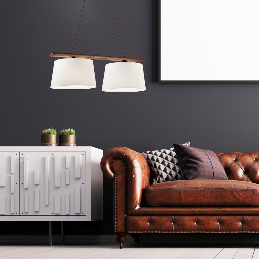 Підвісна люстра на тросі AIDA 2xE27/60W/230V, діаметр 35 см, дуб/горіх