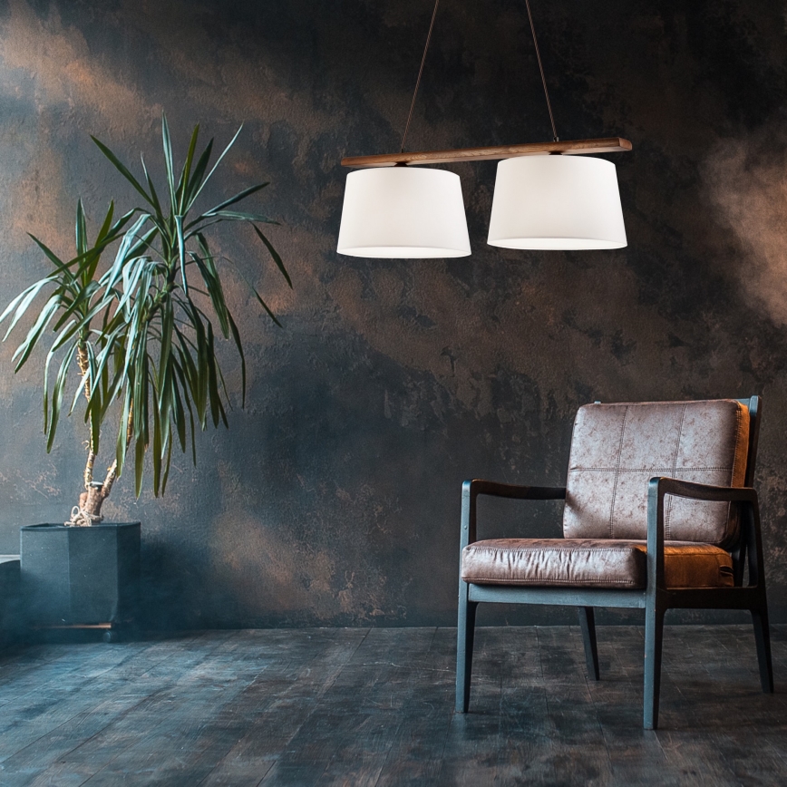 Підвісна люстра на тросі AIDA 2xE27/60W/230V, діаметр 35 см, дуб/горіх