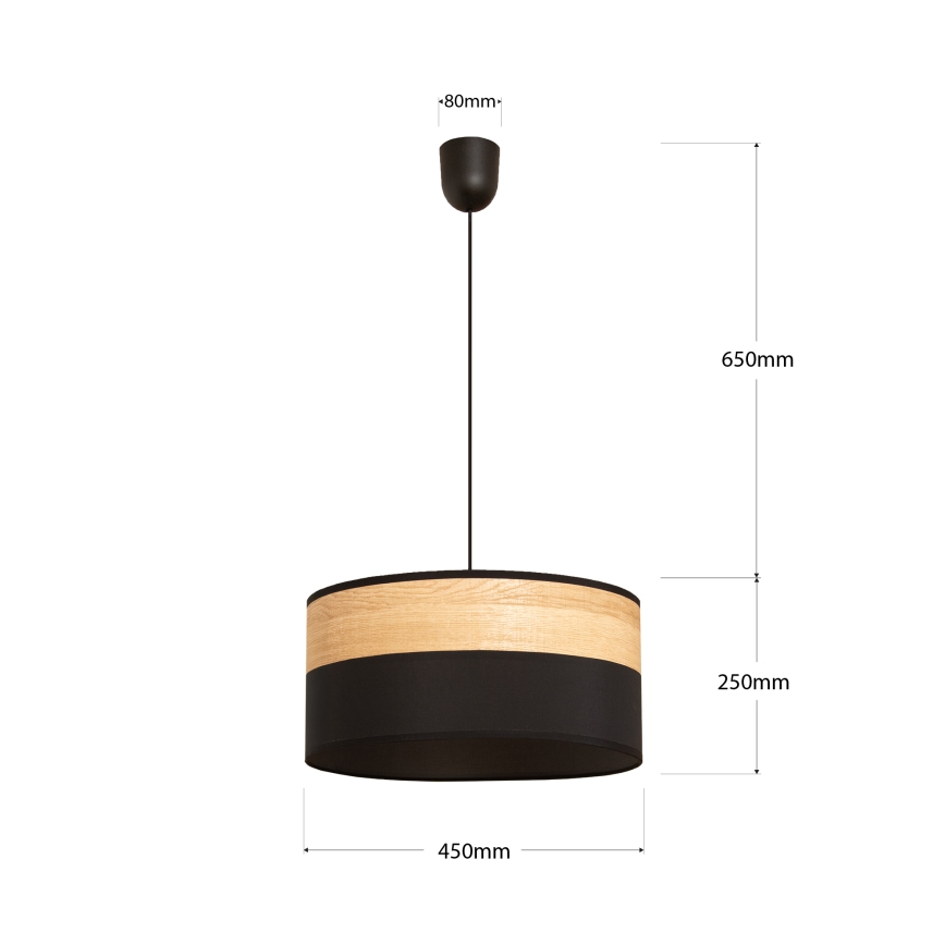Підвісна люстра на тросі ALBA, 1xE27/15W/230V, діаметр 45 см, чорна/коричнева