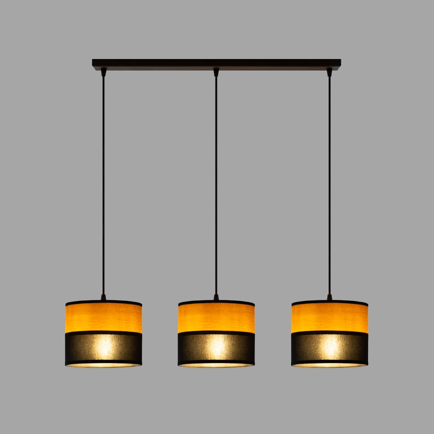 Підвісна люстра на тросі ALBA 3xE27/15W/230V чорна/коричнева