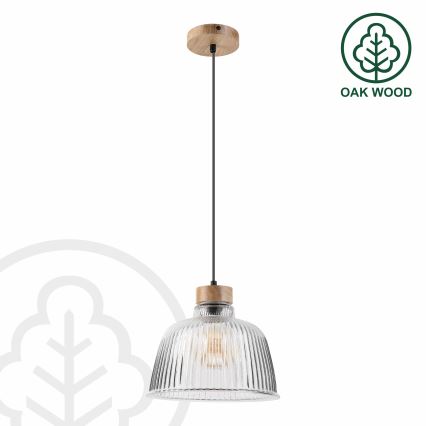 Підвісна люстра на тросі ASTA 1xE27/60W/230V діам. 28 см, дуб
