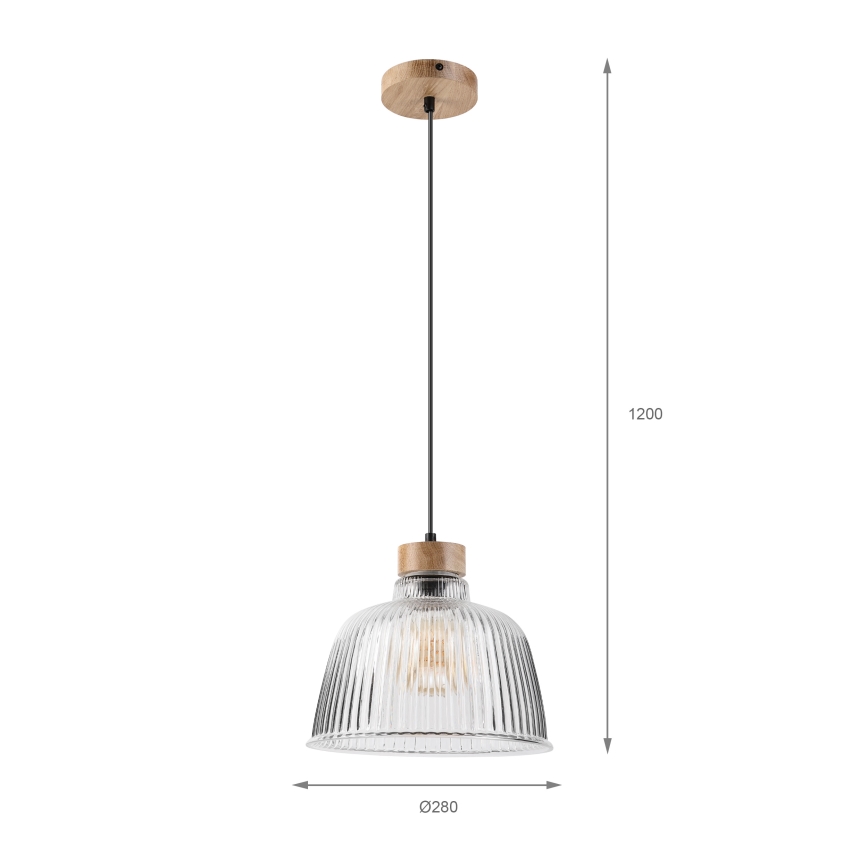 Підвісна люстра на тросі ASTA 1xE27/60W/230V діам. 28 см, дуб