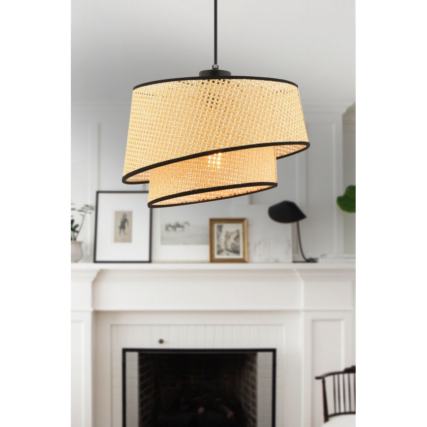 Підвісна люстра на тросі BARETTE 1xE27/60Вт/230В бежевий/чорний