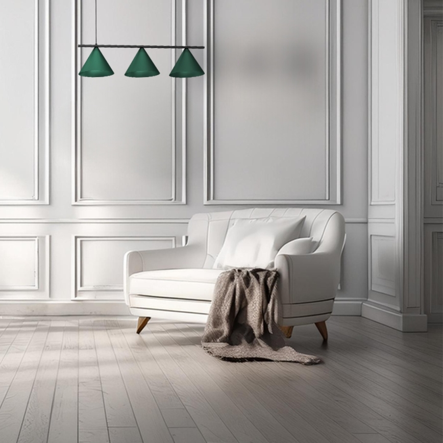 Підвісна люстра на тросі CAPITAL 3xGX53/15W/230V зелена