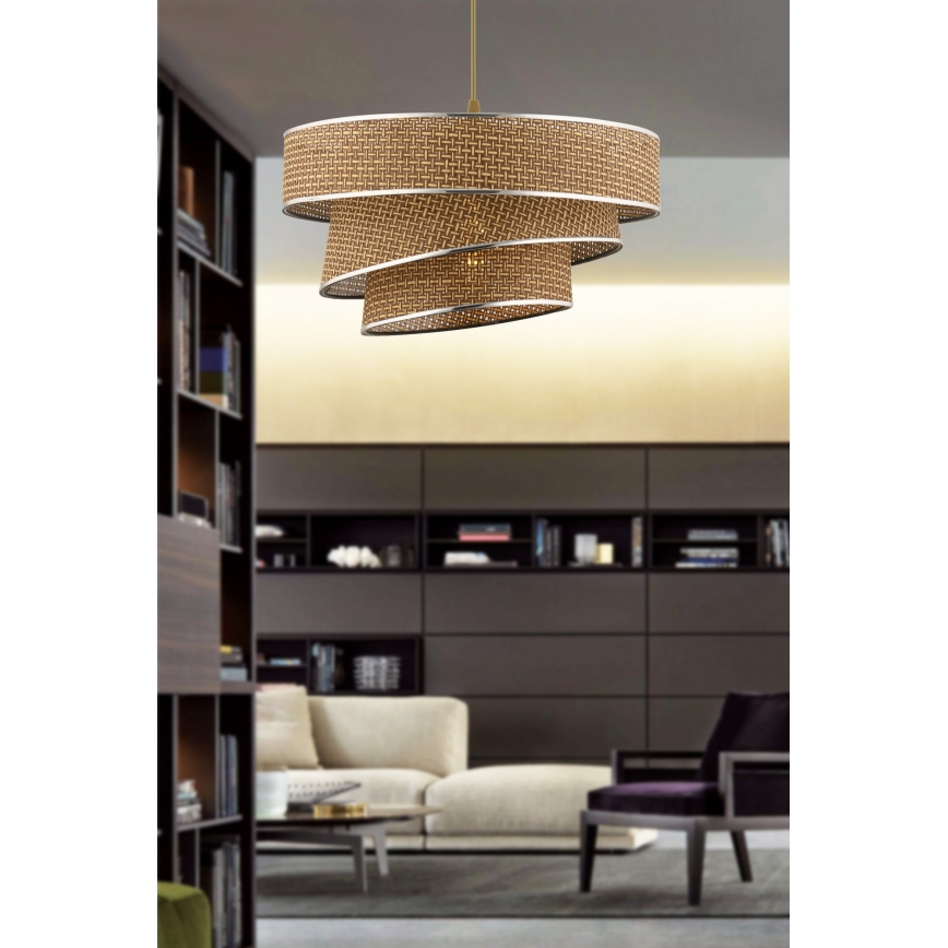 Підвісна люстра на тросі COUPER 1xE27/60W/230V коричнева/глянцевий хром