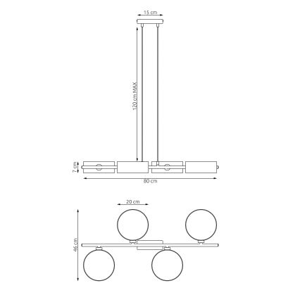 Підвісна люстра на тросі DRUMZ 4xE14/10W/230V чорна