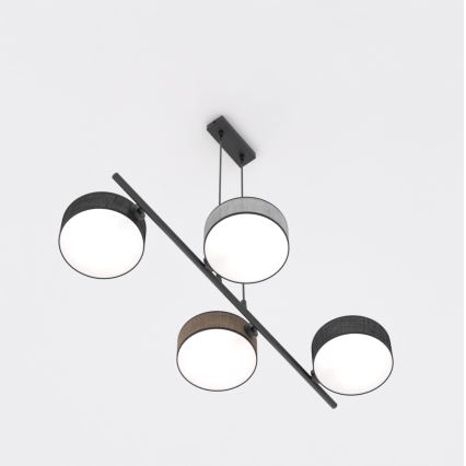 Підвісна люстра на тросі DRUMZ 4xE14/10W/230V чорна/коричнева/сіра