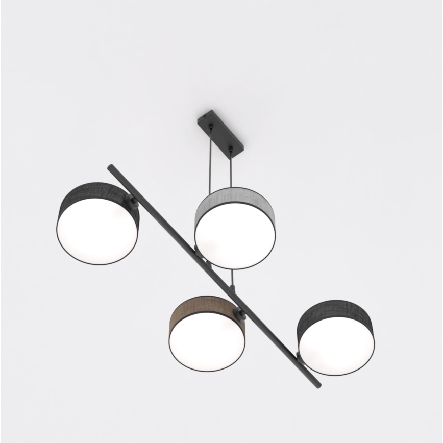 Підвісна люстра на тросі DRUMZ 4xE14/10W/230V чорна/коричнева/сіра