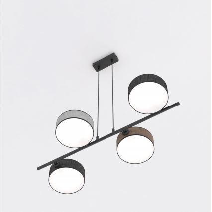 Підвісна люстра на тросі DRUMZ 4xE14/10W/230V чорна/коричнева/сіра