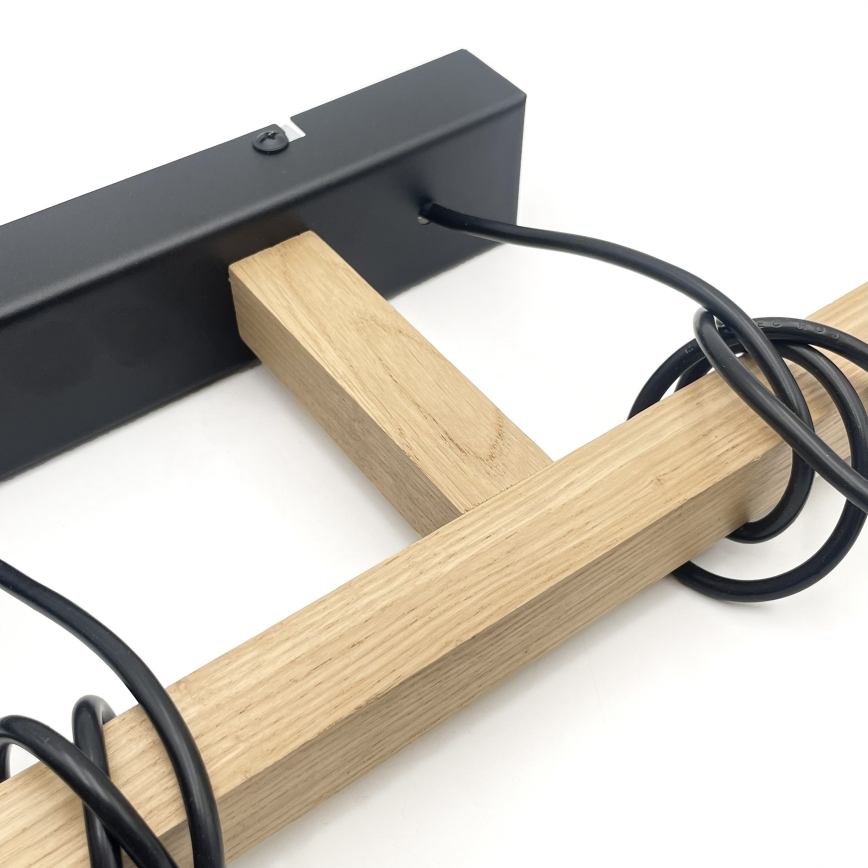 Підвісна люстра на тросі LEANDRA 3xE27/15 Вт/230 В дуб/чорний