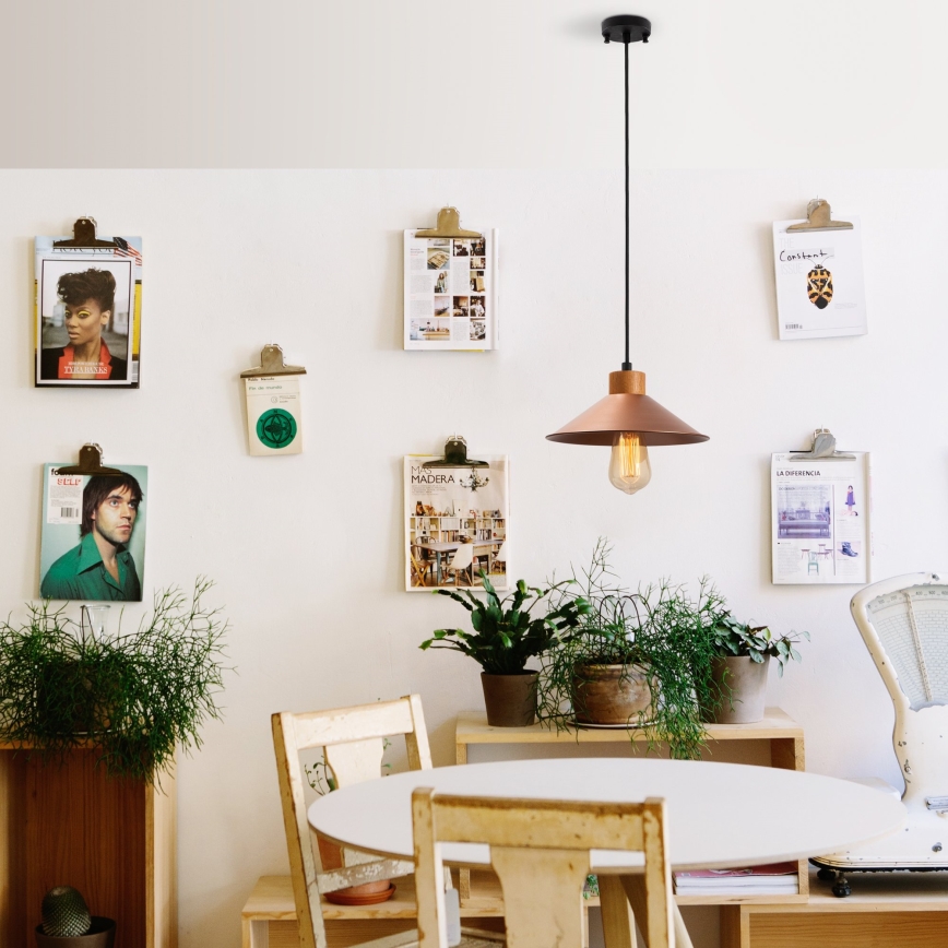 Підвісна люстра на тросі MANAVGAT 1xE27/40W/230V мідна/коричнева