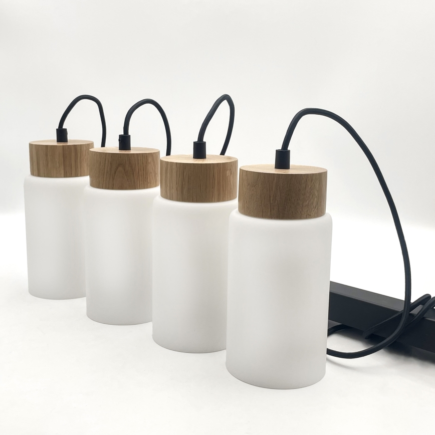 Підвісна люстра на тросі MARKUS 4xE27/15W/230V чорна/дуб