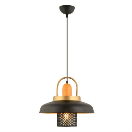 Підвісна люстра на тросі МОНЗА 1хЕ27/40Вт/230В діам. 32 см чорна/золота