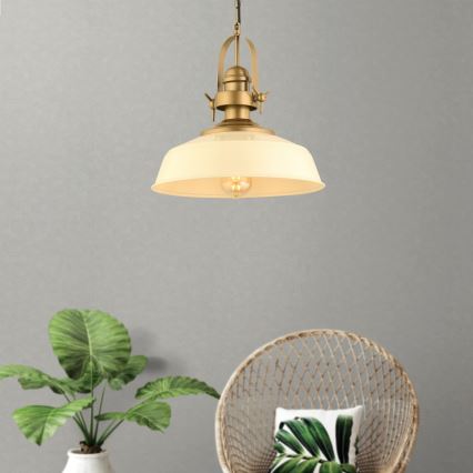 Підвісна люстра на тросі MONZA 1xE27/40W/230V, діаметр 35 см, кремова/бронзова