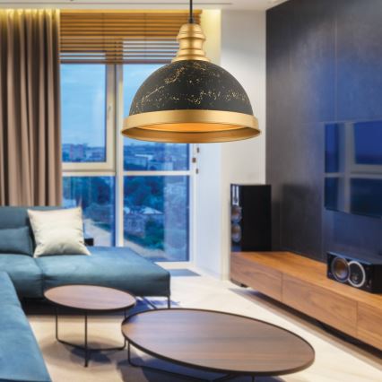 Підвісна люстра на тросі MONZA 1xE27/40W/230V Ø 29 см чорна/бронзова