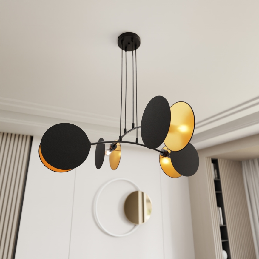 Підвісна люстра на тросі MOTIF 4xE27/15W/230V чорна