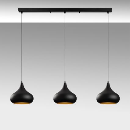 Підвісна люстра на тросі MUBA 3xE27/40W/230V, чорна