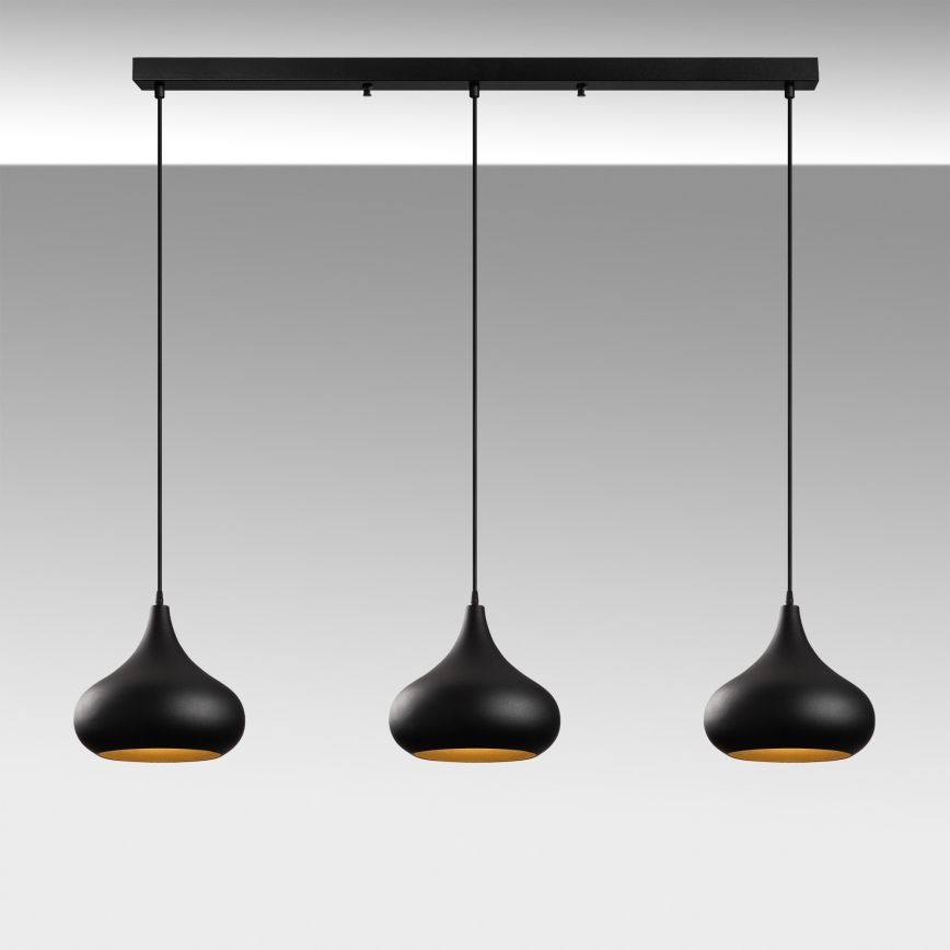 Підвісна люстра на тросі MUBA 3xE27/40W/230V, чорна